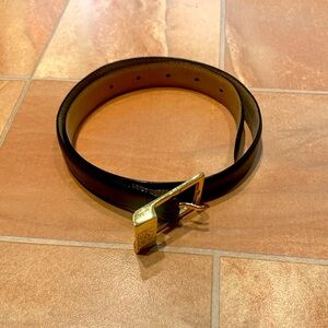 Anne Klein Women’s Black Smooth Genuine Leather Belt with Gold Clasp